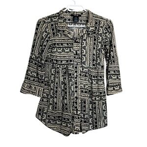 Style &Co Petite Button Down, 3/4 sleeve, Light,Airy Blouse w Stretch